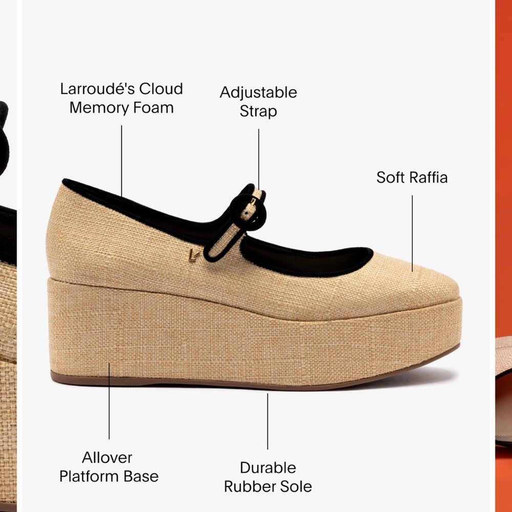 Larroude Beige Raffia Platform Mules Brand New -never worn